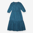 Midi Dress Star Print Long Sleeve Teal Lyla