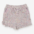 Shorts Purple and Blue Flowers Frill Trim