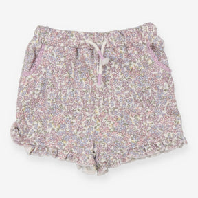 Shorts Purple and Blue Flowers Frill Trim