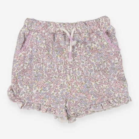 Shorts Purple and Blue Flowers Frill Trim