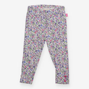 Leggings Floral White Flower Buttons