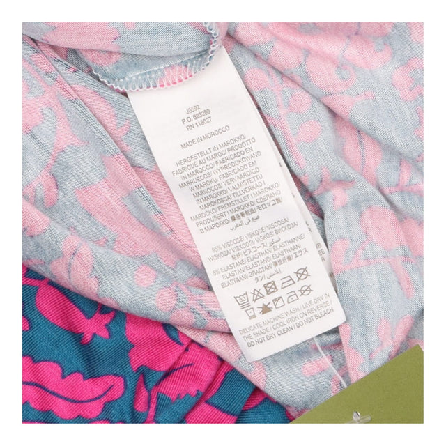 Dress Pink Teal Floral Jersey Faux Wrap Midi