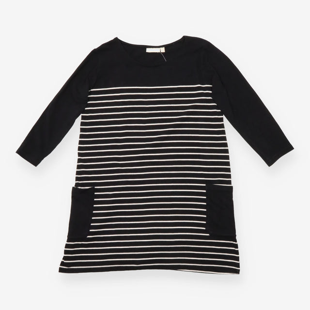 Maternity Dress Black Cream Stripe Long Sleeve Poc