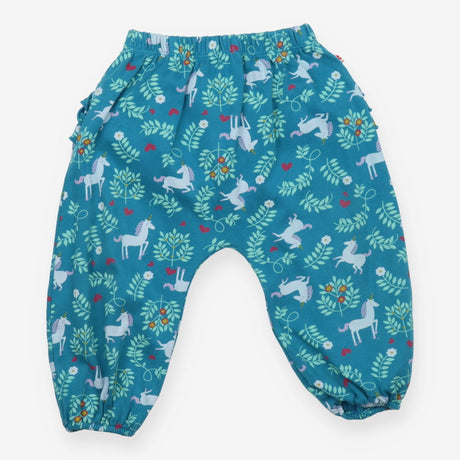 Cuffed Jogger Blue with Frill Bum Unicorns, Hearts