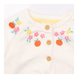 Knit Cardigan White with Flowers and Oranges Embro