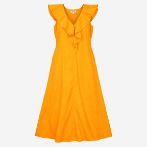 Dress Ruffle Front V-Neck Sleeveless Maxi Bright O