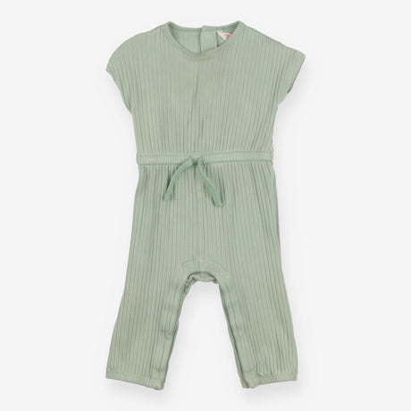 Romper green ribbed tie waist