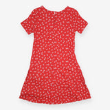 Dress Red Daisy Floral Polka Dot Jersey Short Slee