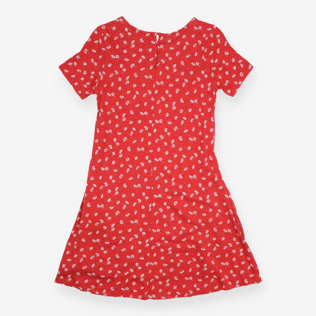 Dress Red Daisy Floral Polka Dot Jersey Short Slee