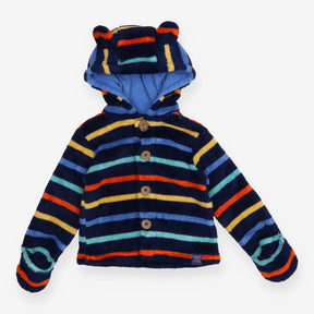 Hooded Fleece with Ears Navy with Strips Yellow