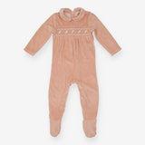 Sleepsuit pink smock flowers