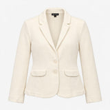 Blazer White Textured Cotton Two Button Notch Lape