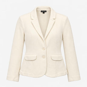Blazer White Textured Cotton Two Button Notch Lape