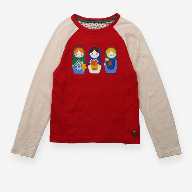 T-shirt red with cream sleeves nesting dolls