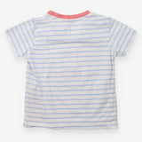 Blue Striped T-shirt Fruity Drink Applique 