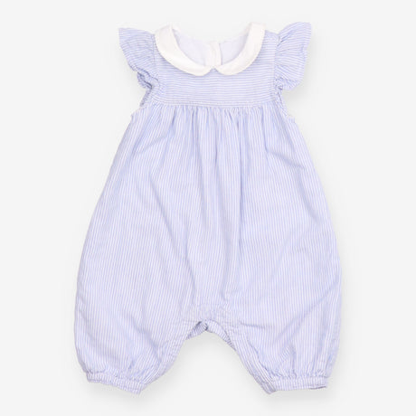 Blue Striped Collared Romper