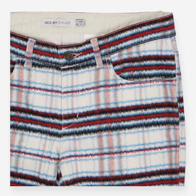 See by Chloé Blue Red Plaid Skinny Jeans