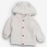 White knit hooded cardigan ears