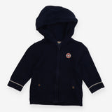 Hooded Cardigan Navy with Button Detail