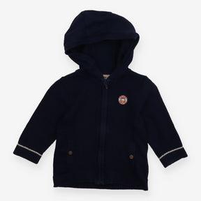 Hooded Cardigan Navy with Button Detail