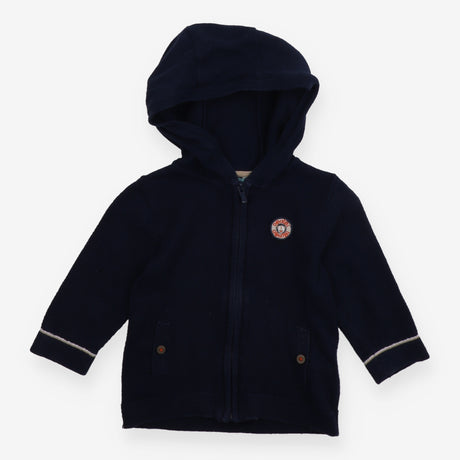 Hooded Cardigan Navy with Button Detail