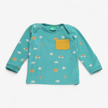 T-Shirt Green Long Sleeve with Rainbows and Stars