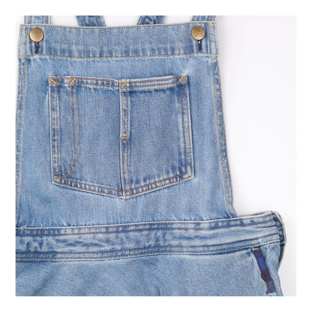 Pinafore Dress Blue Denim Embroidered Racerback