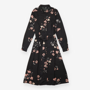 Vero Moda Black Pink Floral Long Sleeve Belted Shi