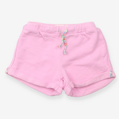 Pink jersey shorts with floral tie and pocket