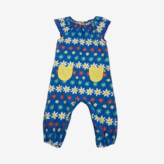 Blue floral pocket romper