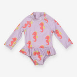 Swimsuit LS lilac seahorse