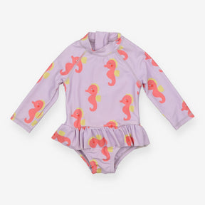 Swimsuit LS lilac seahorse