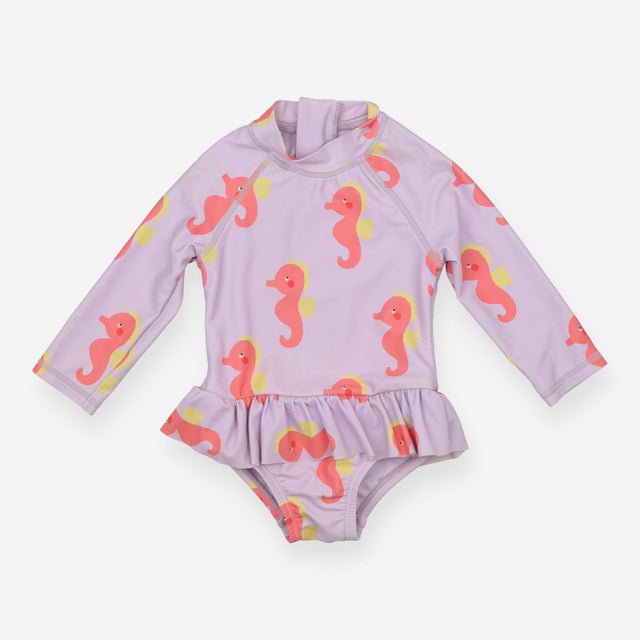 Swimsuit LS lilac seahorse