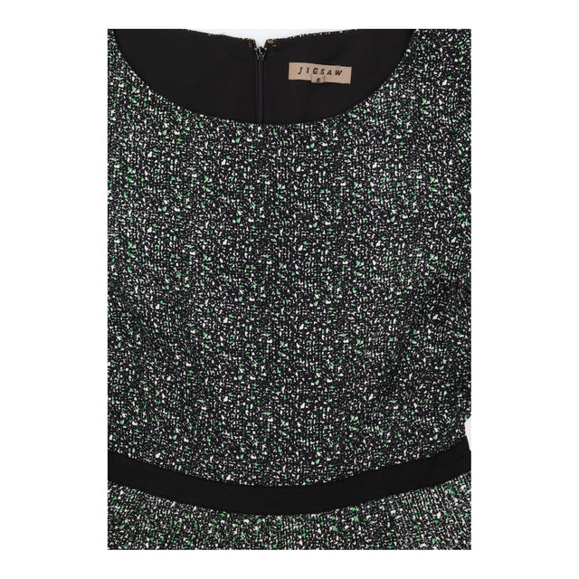 Black Green White Textured Jacquard Short Sleeve F