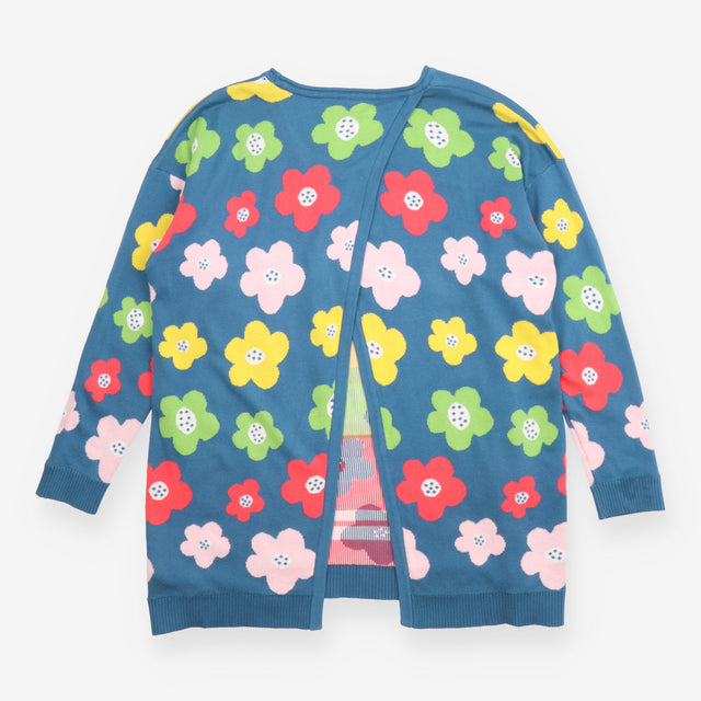 Jumper Blue Floral Knit Organic Cotton Long Sleeve