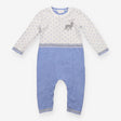 Romper Knit Blue And Grey Rudolph