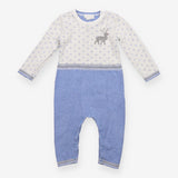 Romper Knit Blue And Grey Rudolph