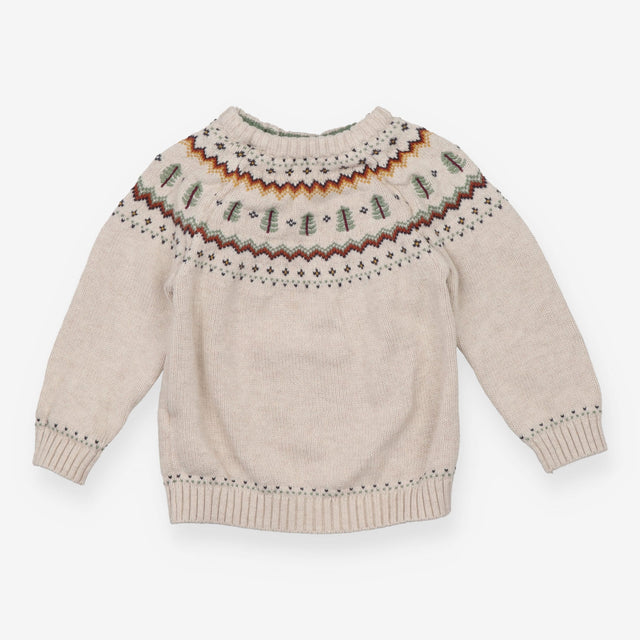 Beige tree fair isle knit sweater