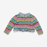 Cardigan Grey with Rainbow Wavy stripes