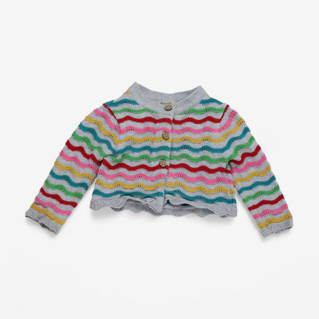 Cardigan Grey with Rainbow Wavy stripes