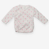 Cardigan wrap over white pink stars