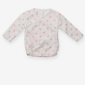Cardigan wrap over white pink stars
