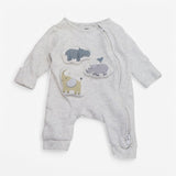 Sleepsuit Grey Zip Padded Animals