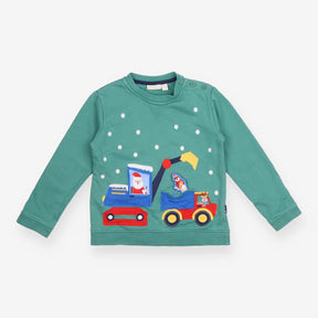 Christmas Jersey Sweater Green with Santa in the D