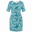 Abstract Silk Blend Ruched Front Shift Dress