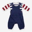 Striped long sleeve with dungarees outfit