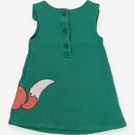 Dress Quilted Green with Fox and Squirrel 