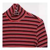 Mini Dress Red Stripe Ribbed Turtleneck Long Sleev
