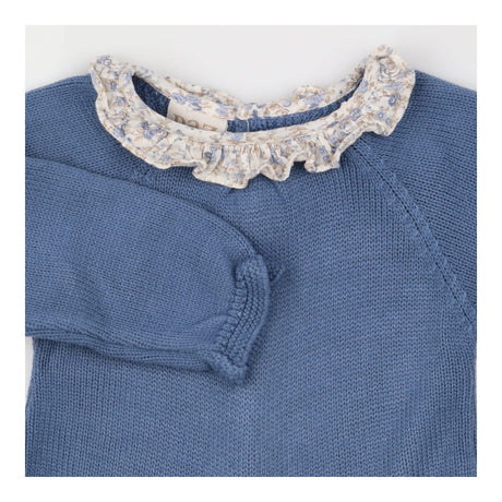 Sweater Cornflower Blue with Frill Shirt Collar