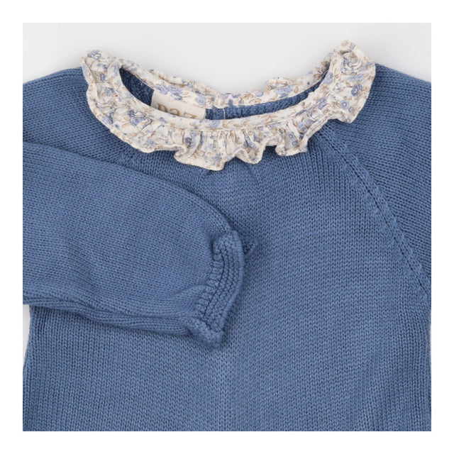 Sweater Cornflower Blue with Frill Shirt Collar
